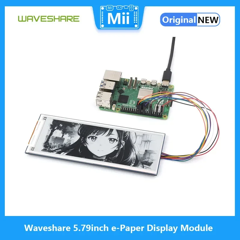 Waveshare 5,79-calowy moduł wyświetlacza e-papierowego, wyświetlacz E-ink, 792x272, czarno-biały, interfejs SPI dla serii Raspberry Pi/Jetson