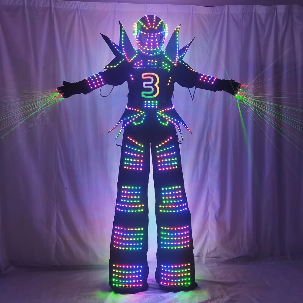 

Full Color Smart Pixels LED Robot Suit Costume Clothes Stilts Walker Costume LED Lights Luminous Jacket Stage Dance Performance