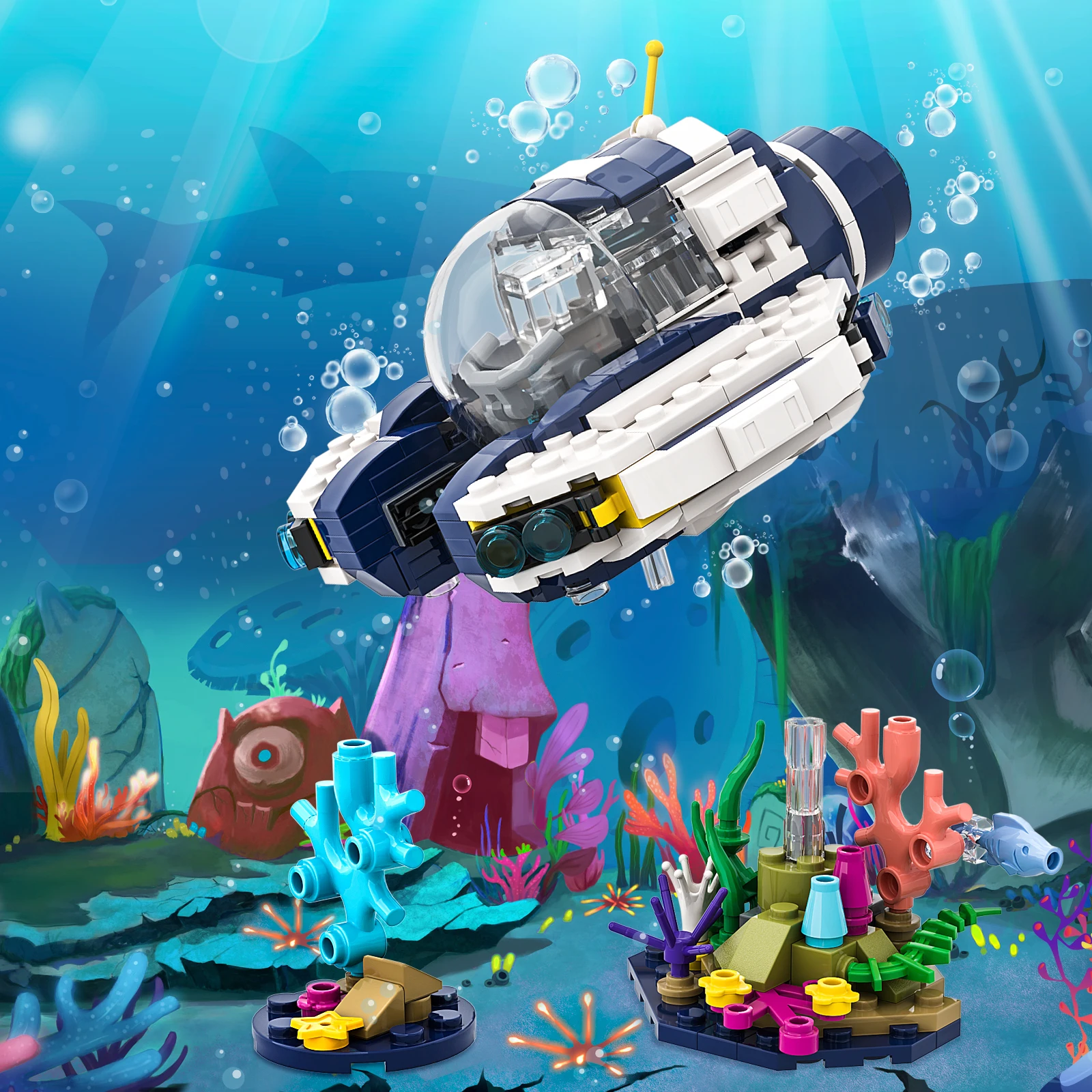 Gobricks MOC Subnauticaeds Il modello di nave Aurora Building Blocks Ciclope Sottomarino Mattoni Subnauticaeds Seamoth Toy Regalo per bambini