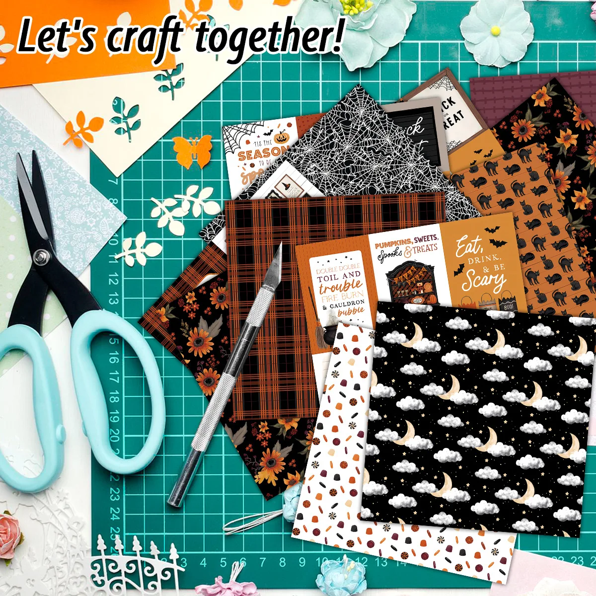 24pcs European Background Paper Halloween Hand Account Collage Base Decoration Old Handmade Material Scrapbook Paper