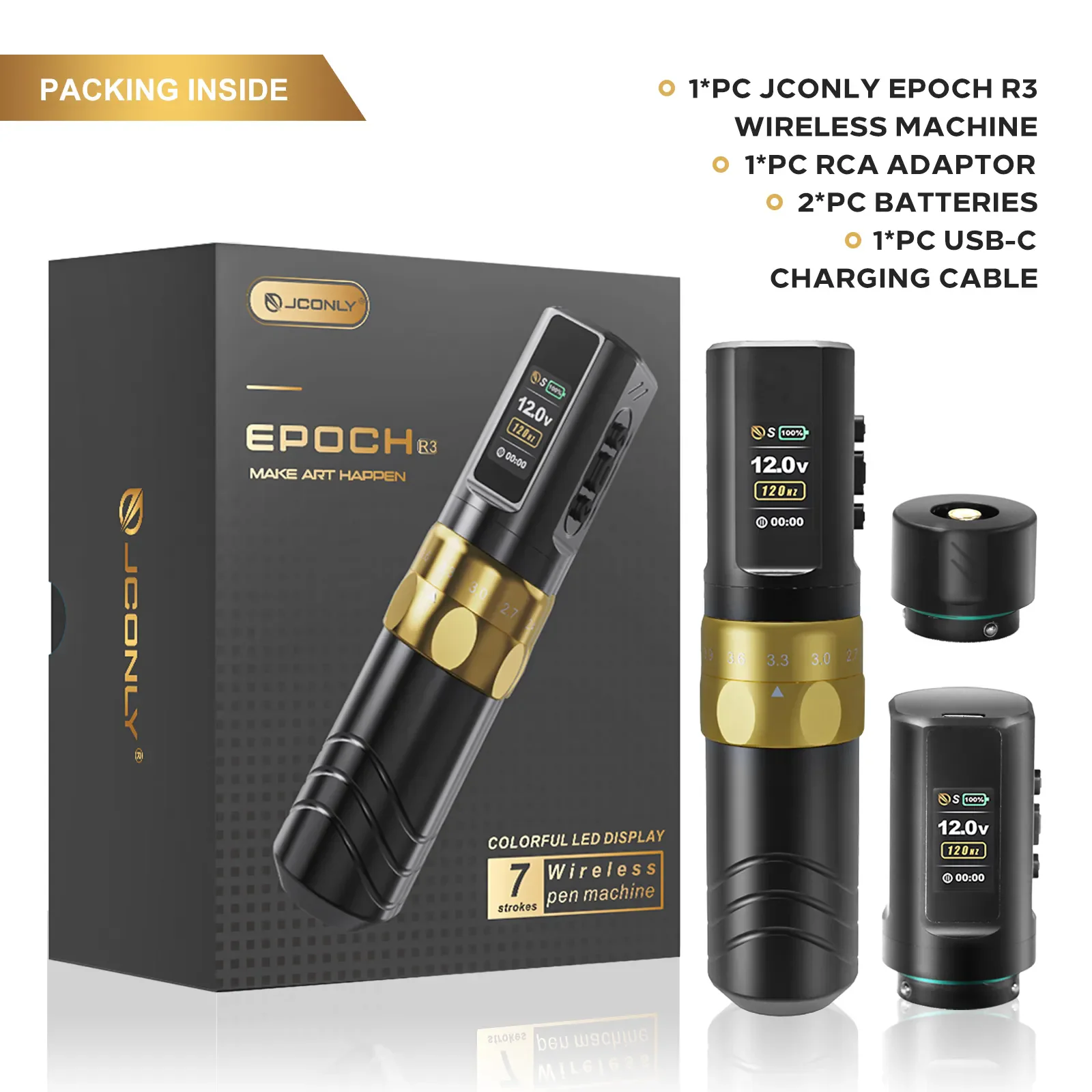 JCONLY Kabelloser Tattoo-Pen EPOCH Tattoo-Maschinenstift mit 2 Stück 2000mAh Akkus für Permanent Make-up Stiftnadeln – Detail 8