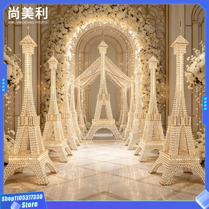 Creative Metal Paris Eiffel Tower Model Ornament European Style Home Decor Wedding Party Scene Decoration Handicraft Gift