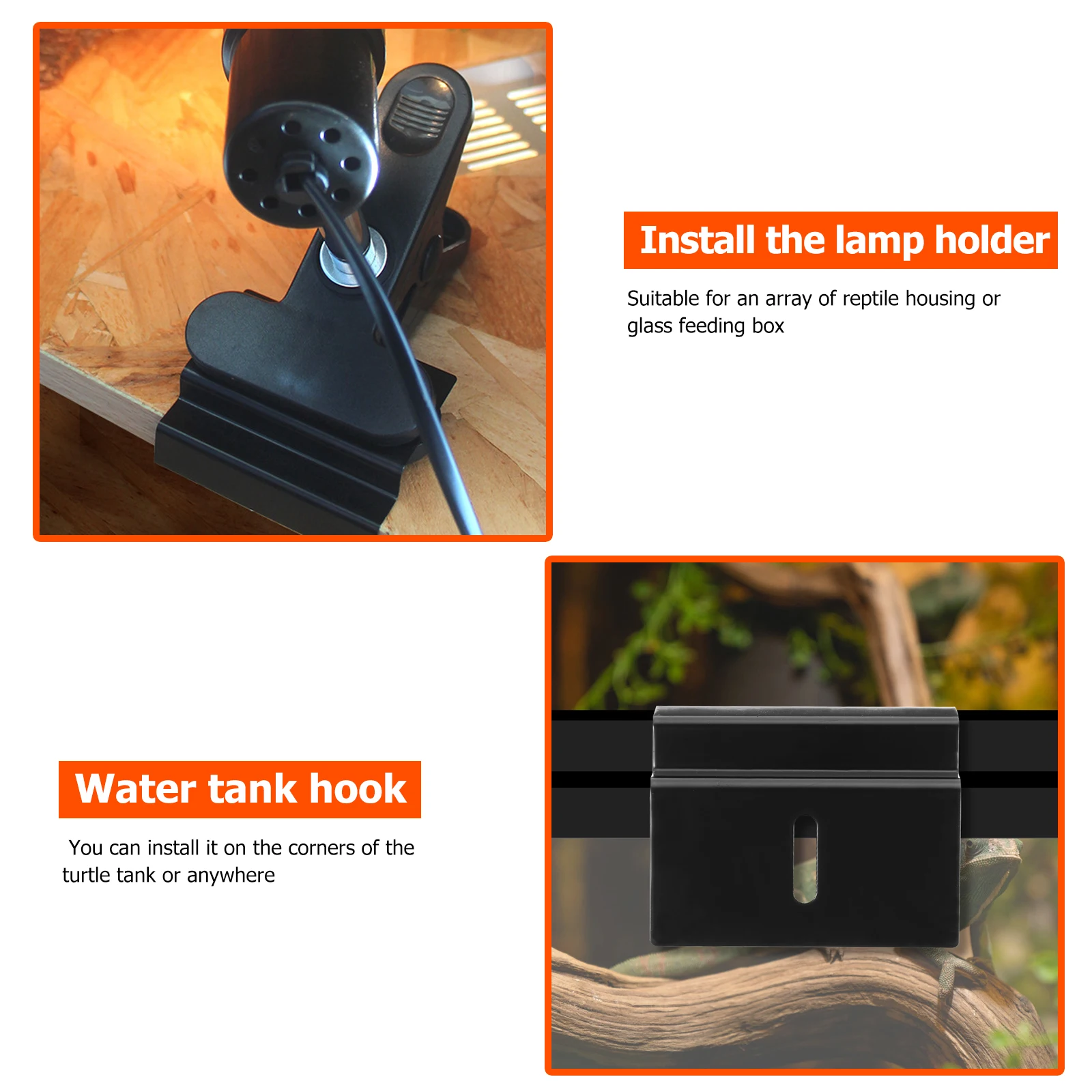 

Reptile Tank Hook Durable Black Iron Lamp Bracket for Turtle Feeding Glass Box Accessories Safe Environment Pet