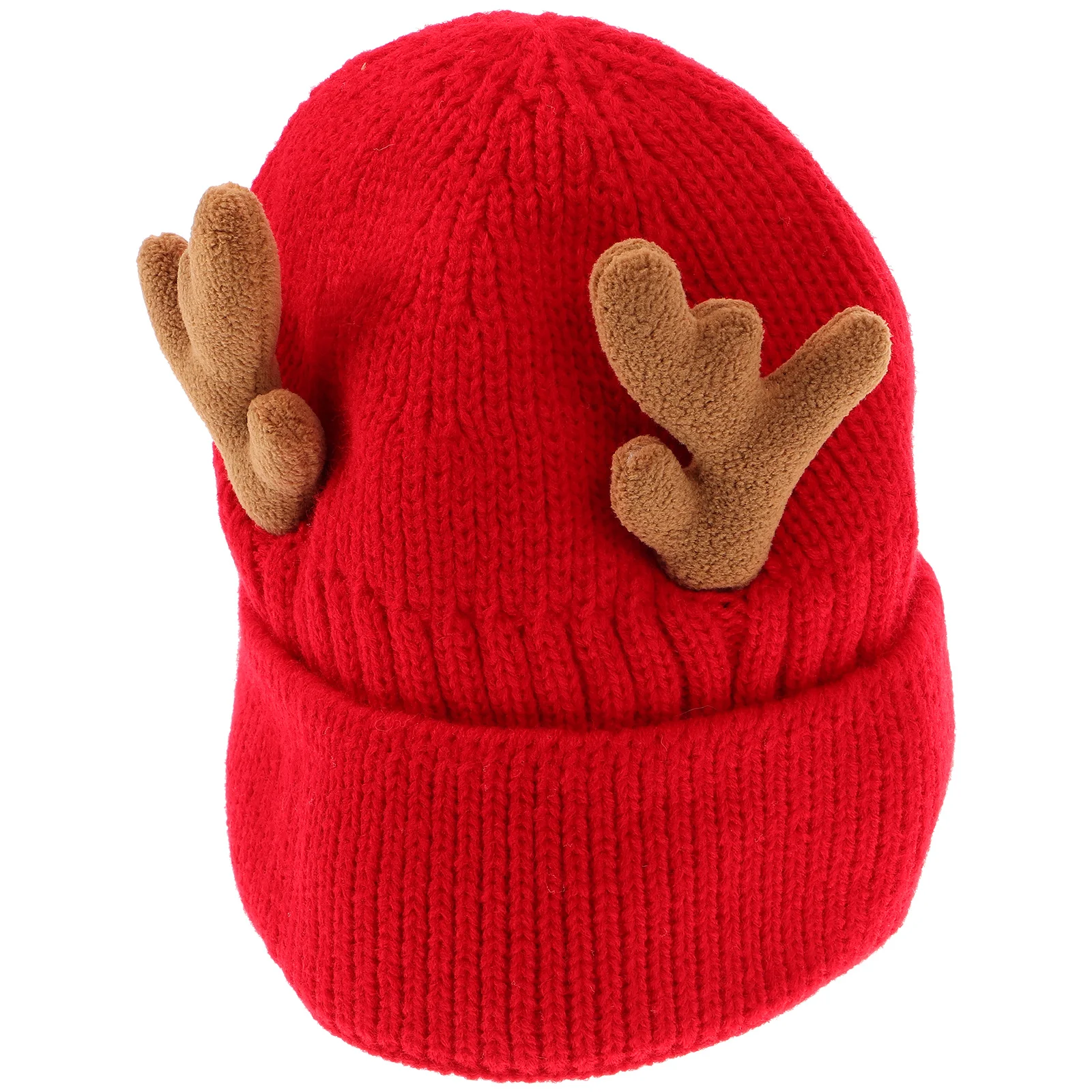 

Women's Christmas Sweaters Antler Knit Beanie Knitted Hedging Hat Water Proof Red