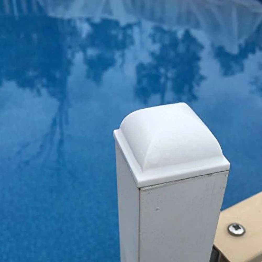 Las cubiertas blancas para postes de valla de piscina de PP se adaptan a postes huecos cuadrados de 1 y 5 pulgadas para una mayor seguridad alrededor de piscinas sobre el suelo