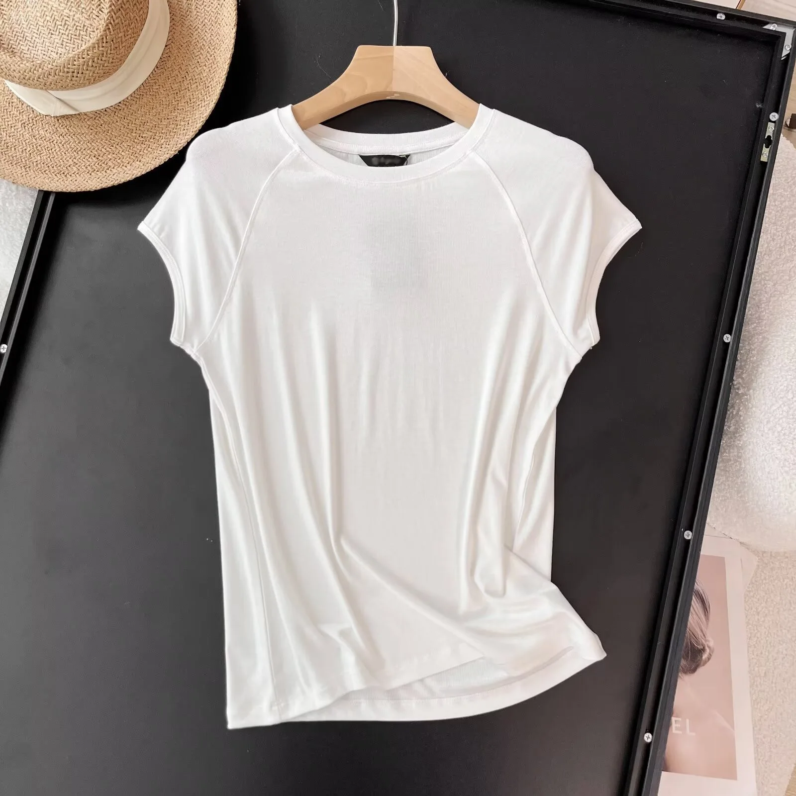 Tangada 2024 Summer Women Soft Cotton T Shirt Short Sleeve Casual Tee Shirt Street Wear Top 6D039