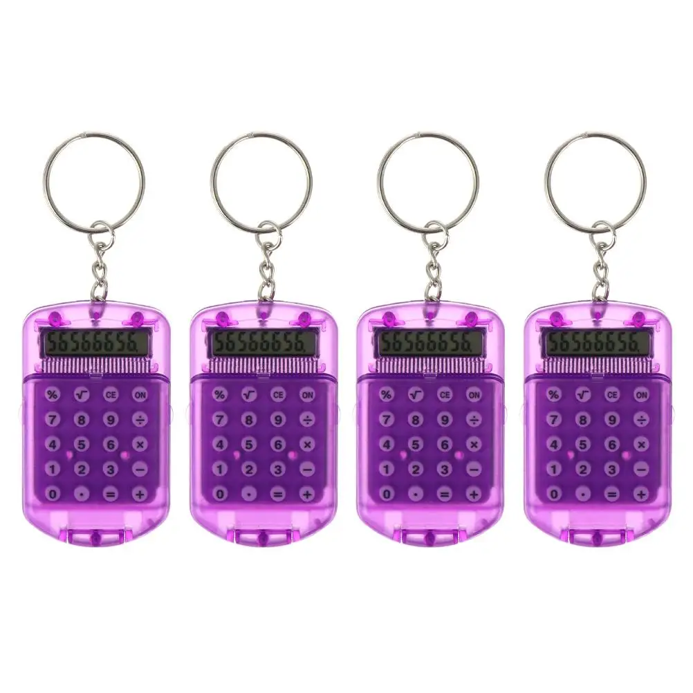 

Mini Calculator 4Pcs Portable Pocket ABS Material Keychain Tiny Digital LCD Display Students Math Arithmetic Function