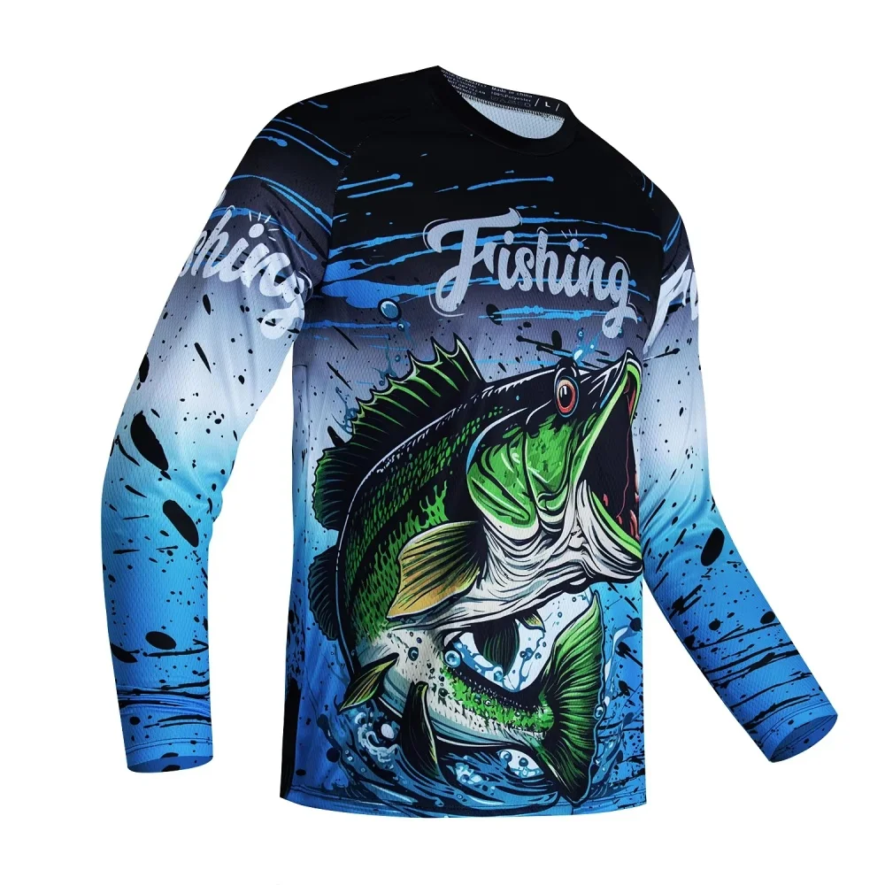 Children's T-Shirt Fishing Pattern Fashion Autumn Long Sleeve Casual Comfortable Boys Top Outdoor Sportswear Children's Clothing