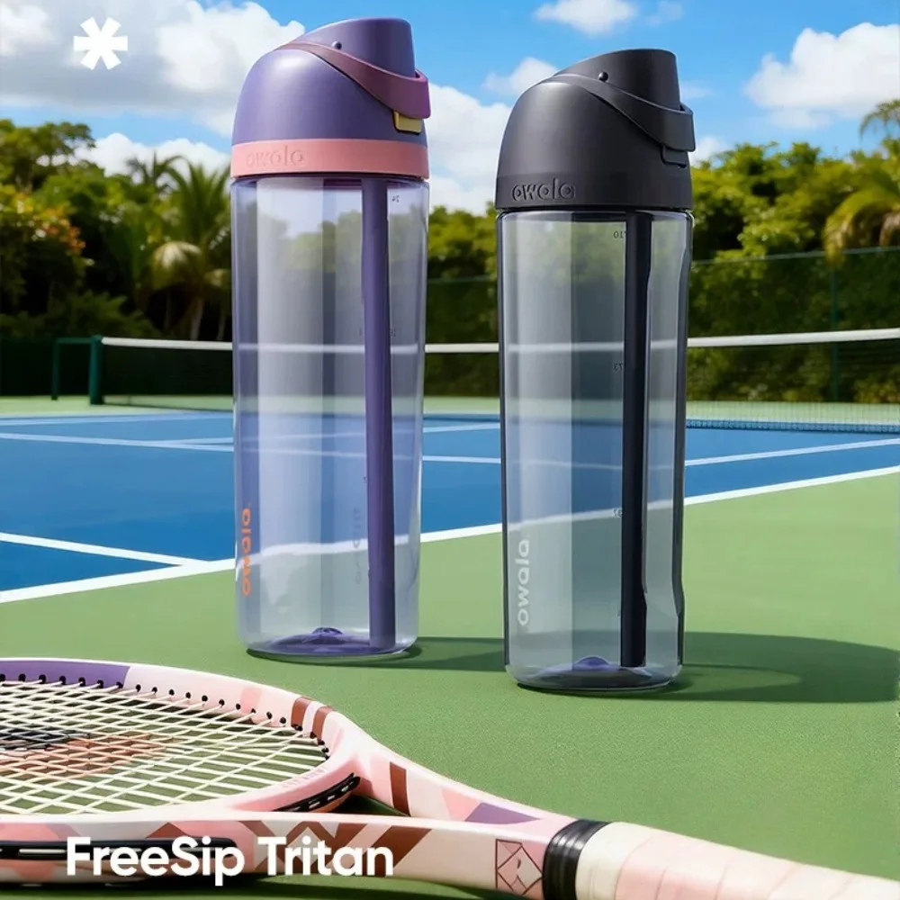 Owala Tritan 25oz Straw Cup Sports Water Cup Fitness Shaking Cup Bullet Lid Double Mouth Outdoor Portable Transparent Cup 740ml
