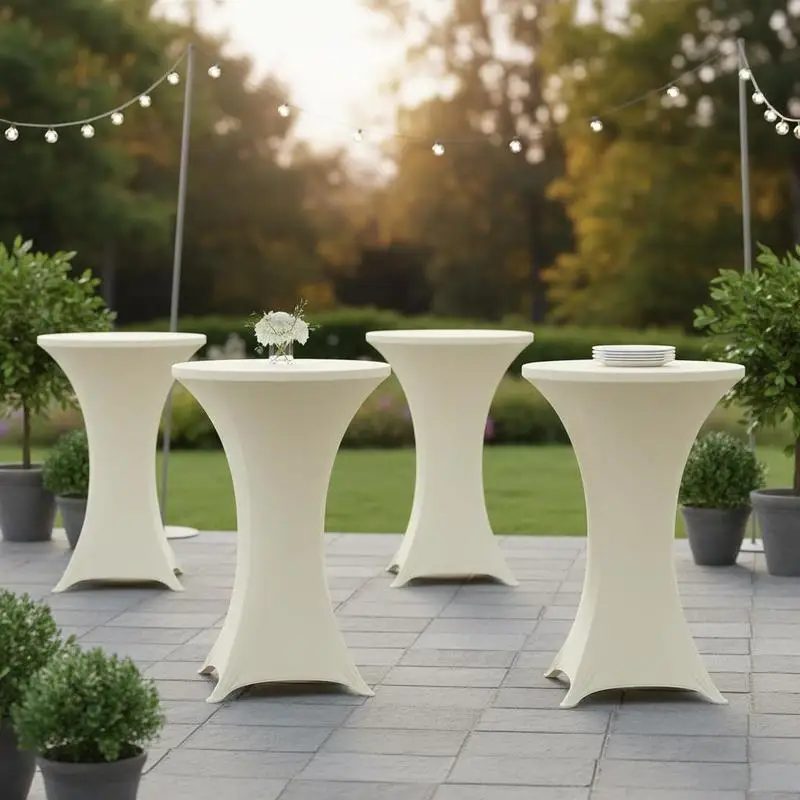 Lot de 4 housses de table extensibles crème 80 cm - Haute qualité et faciles à nettoyer