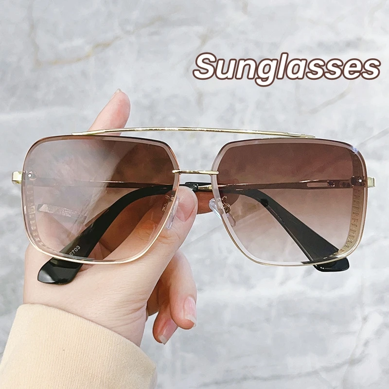 

Men's Luxury Punk Square Sunglasses Trimmed Lens Hollow Out Fashionable Sunglasses Double Beam Personalized Uv400 Sunglasses