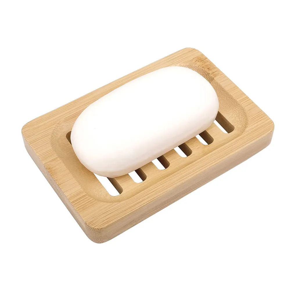 

Bamboo Soap Holder Draining Dish Shelf Bathroom Kitchen Sponge Tray Stand Strong Bearing Hollow Design Practical Storage