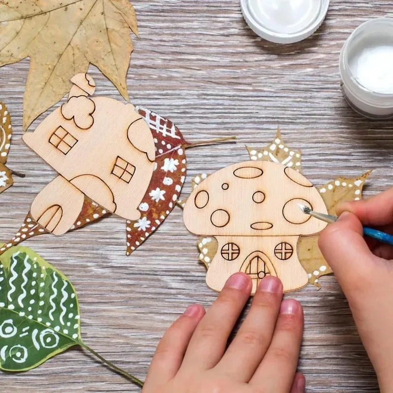 50pcs Mushroom Wood Cutouts Unfinished Wood Slices Discs DIY Crafts for Nursery Wedding Anniversary Birthday Easter DayCrafts