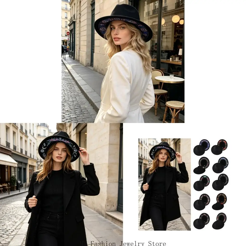 Decorative Broad-Edge Hat with Textured Print Around Its Foldable Polyester Construction, and Lightweight Feel D0UB