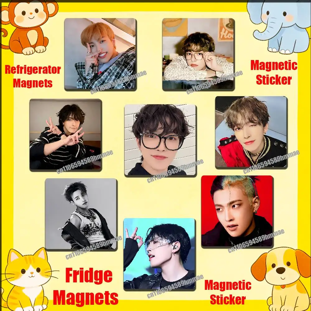 For A-ATEEZ K-Kim Hong Joong Fridge Freezer Refrigerator Magnets Kitchen Metal Cabinet Magnetic Sticker Card