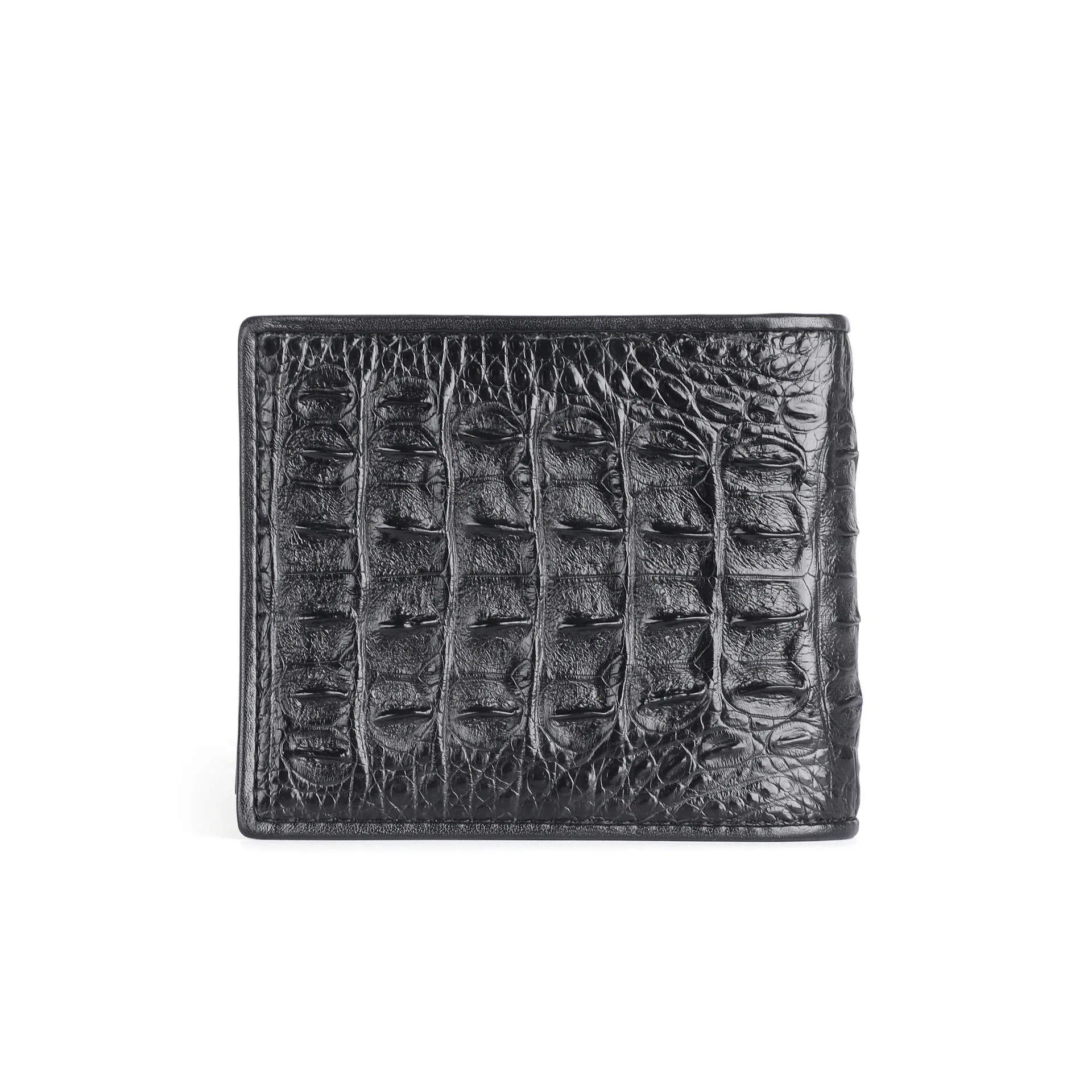 Men\'s Crocodile Skin Horizontal Short Wallet Back Bone Genuine Leather Wallet