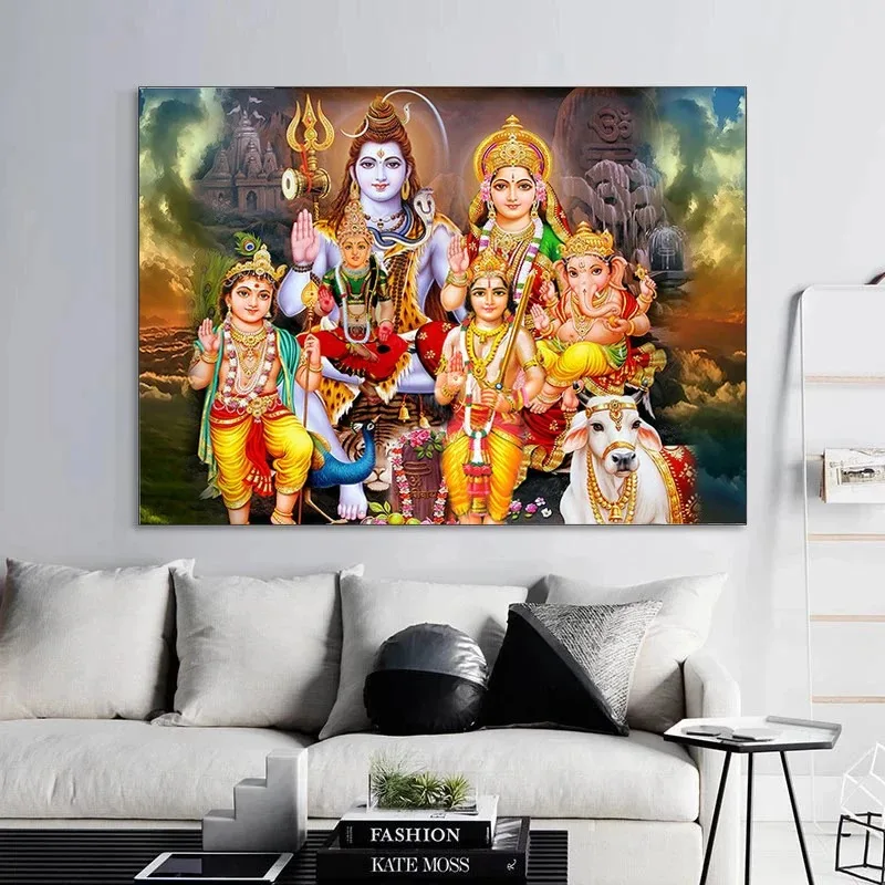 Abstract Lord Shiva Hindu Gods Posters Indian God Pictures for Living Room Religious Wall Art Canvas Painting Home Decorative