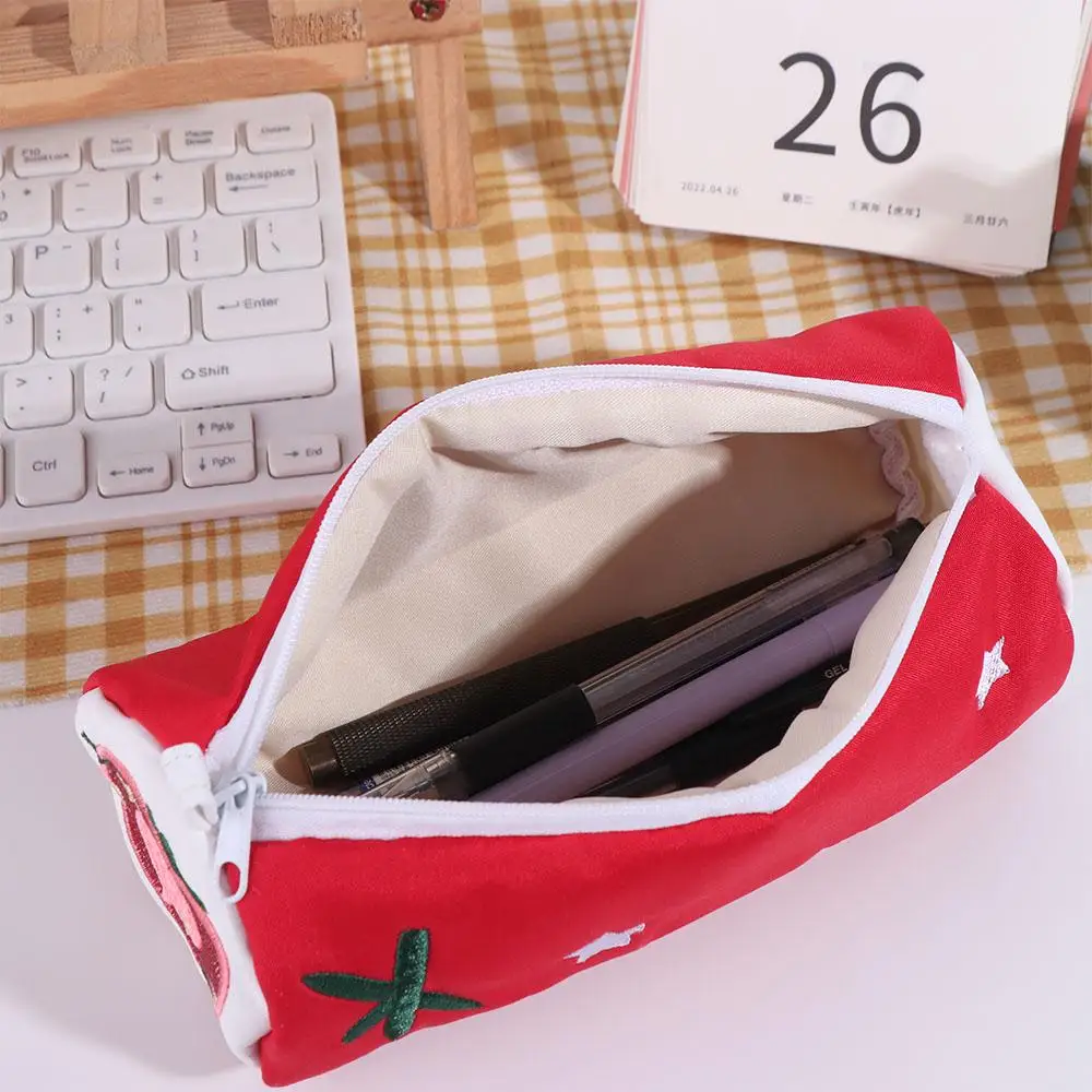 Creative Elephant Pencil Case Pouch Tomato Zipper Makeup Lipstick Bag Pillow Shape Large Capacity Desk Storage Bag Students