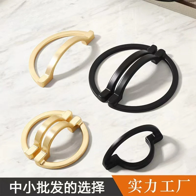 2PC Nordic zinc Alloy Cabinet Knob Semi-circular Kitchen Cabinet Handle Furniture Wardrobe Round Handle Hardware Slide Pull Knob