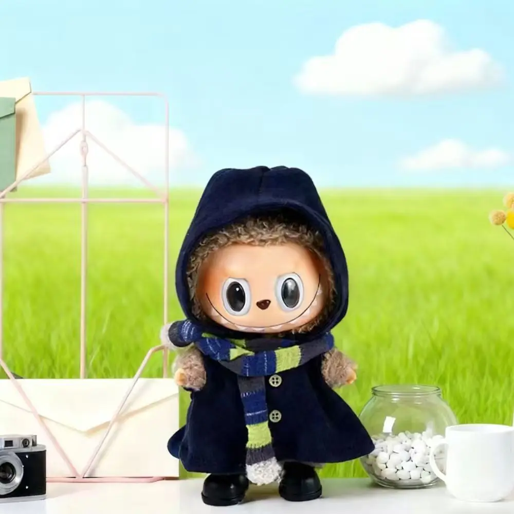 Conjunto de fantasia de feiticeiro para roupas labubu de 17cm, caixa cega universal sentada em pé, acessórios de boneca de pelúcia, roupas de grife labubu