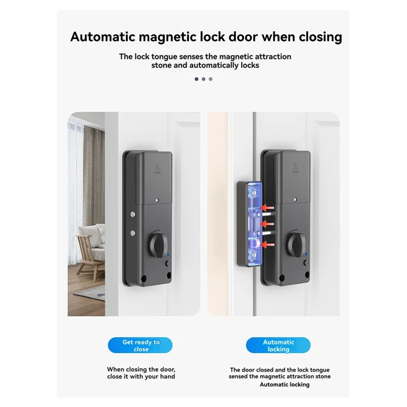 AA08-TTLOCK Punch-Free No-Drill Hole Smart Invisible Lock Keyless IC Card Lock Bluetooth Remote Control Wooden Door Mortise