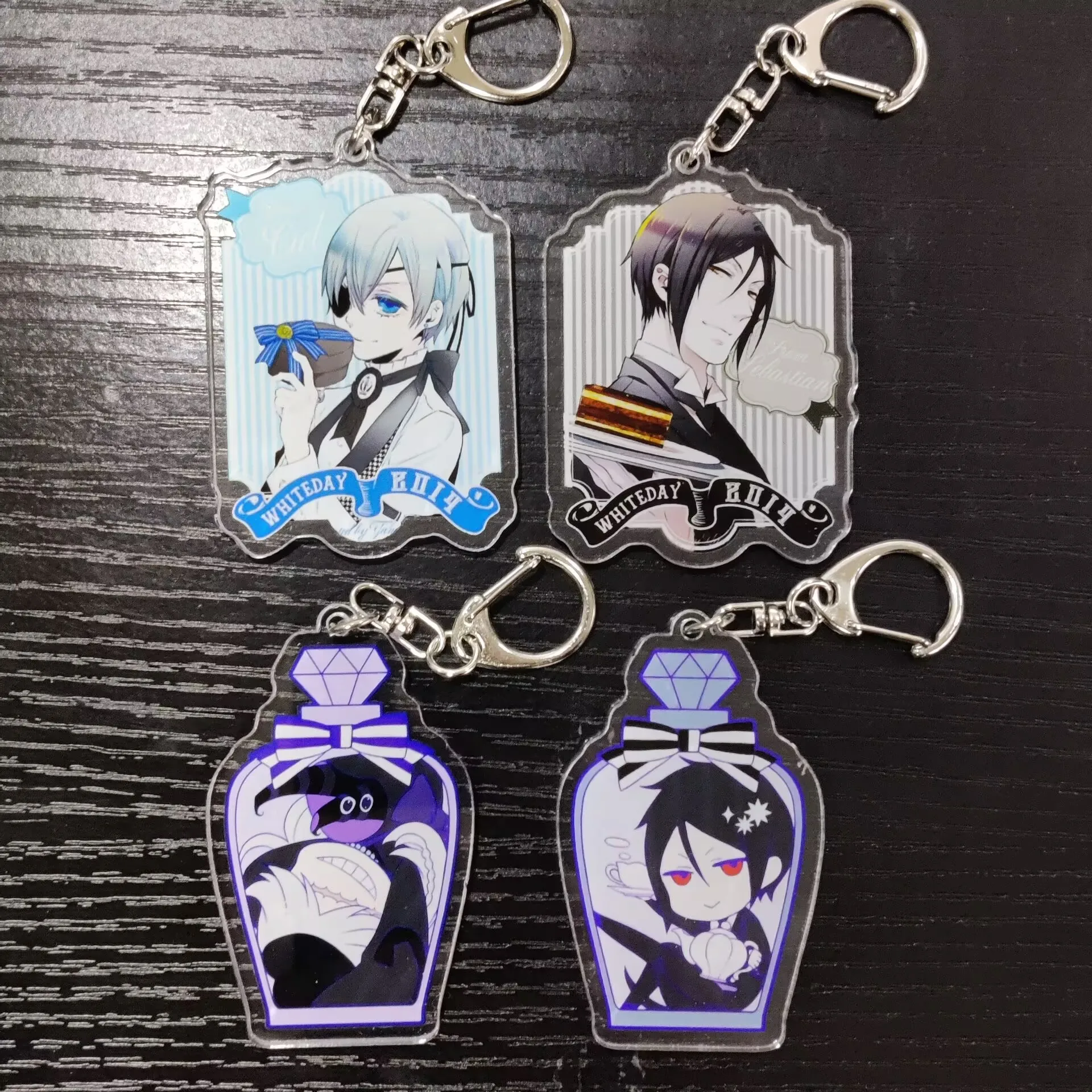 6CM Cartoon Black Butler Anime Figures Grelle Sutcliff Undertaker Ciel Phantomhive Cosplay Acrylic Key Chains Bag Pendant Decor