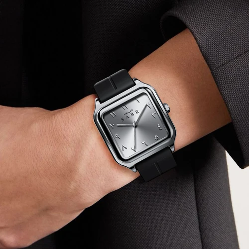 Imagen 2 del producto Reloj de cuarzo cuadrado de lujo para hombre de marca británica, reloj de aleación de acero inoxidable, reloj con calendario de Número Romano