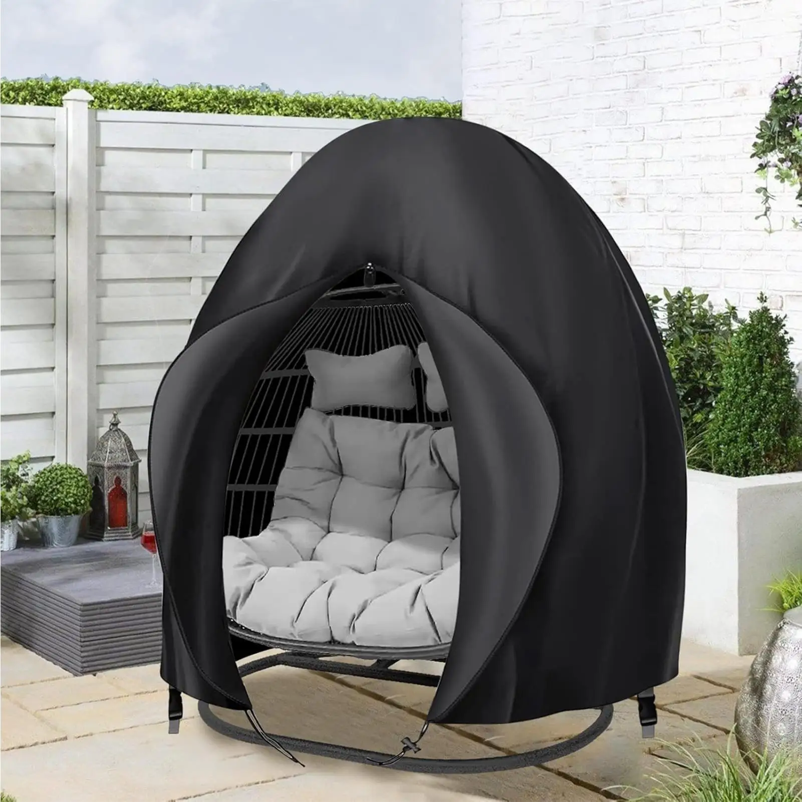 Oxford Cloth Double Swing Chair Cover Heavy Duty Swing Chair Cover With Zipper For Outdoor Egg Swing Chairs Furniture Protection