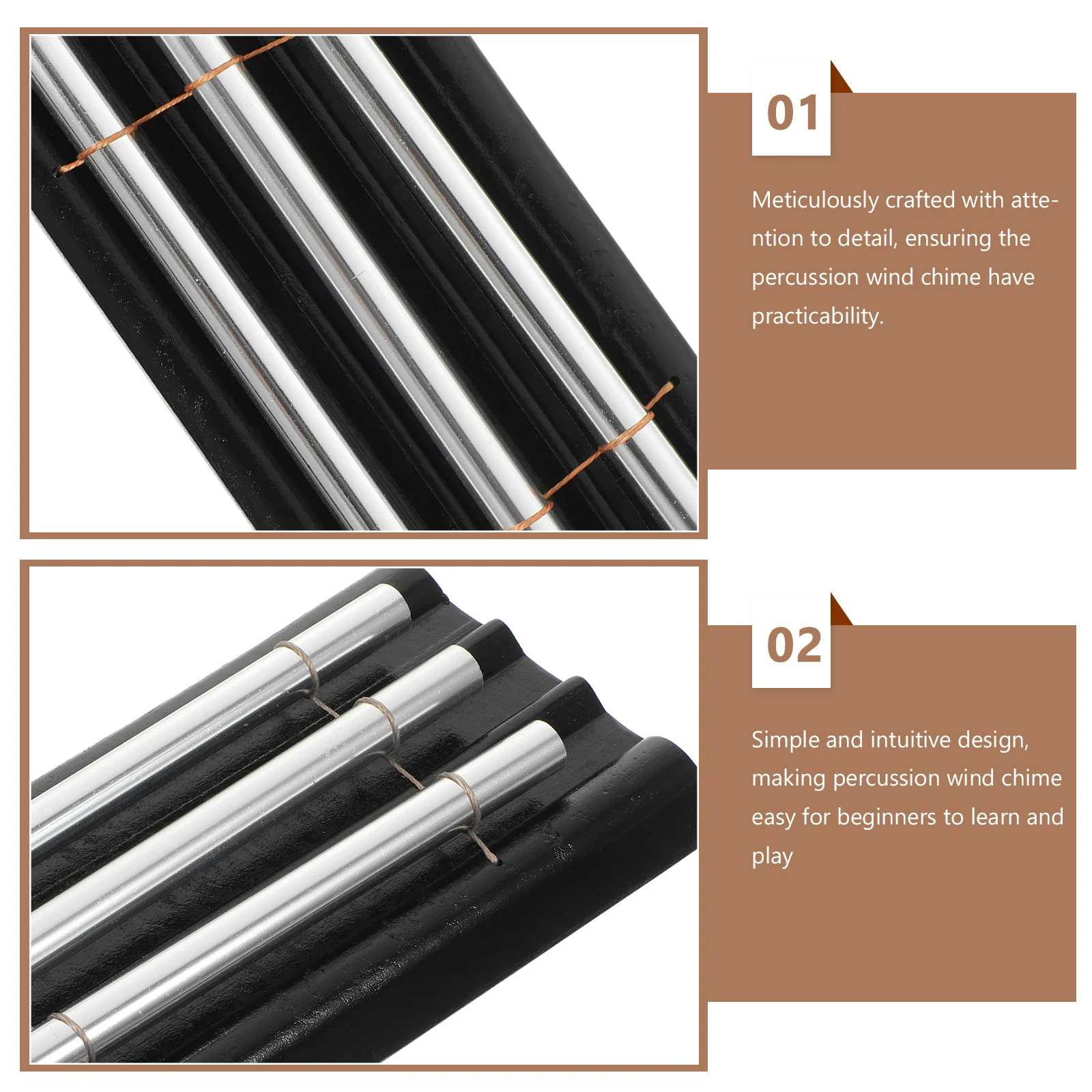 

Metal Tube Wooden Percussion Wind Chime Musical Instrument Meditation Chime Percussion Instrument Kit for Adults