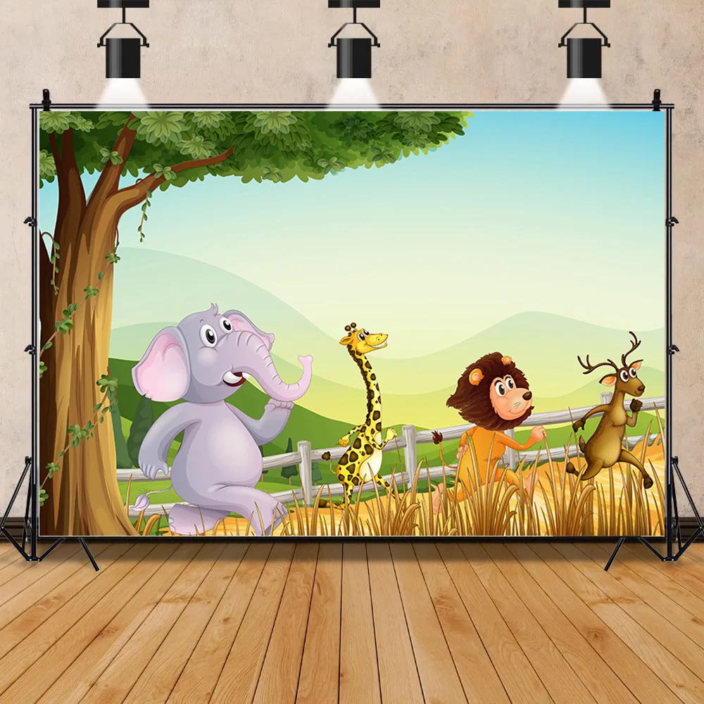 

SHUOZHIKE Tropical Jungle Cartoon Wildlife Park Shoot Photo Children's Birthday and Newborn Photography Background Prop FZ-12