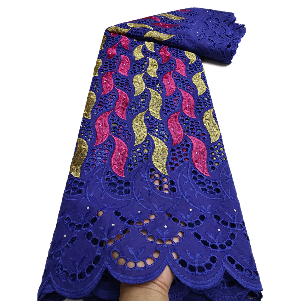 

Fashion Cotton Swiss Voile Lace Fabric High Quality Nigerian Women Party Stone Embroidery African Lace Fabric 5 Yards Color: a