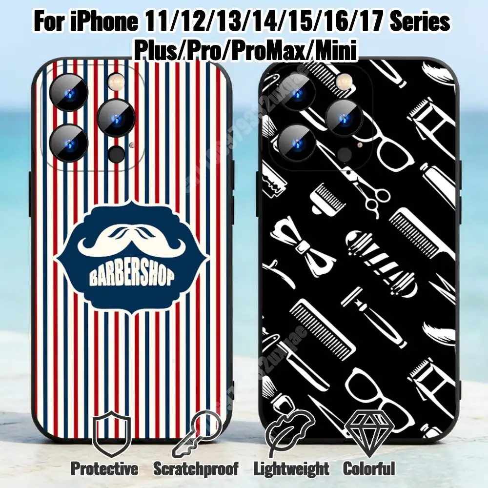 

Hair Salon Barber Shop Phone Case for iPhone 17 16 16E 15 14 Pro Plus Air 13 12 11 Max Mini X XR XS TPU Bumper