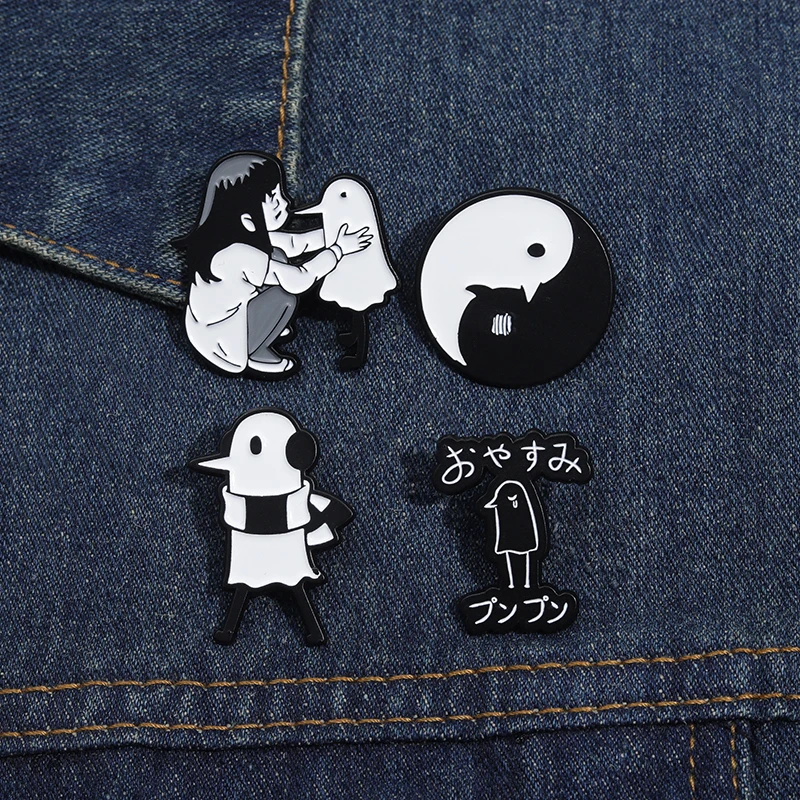 Cartoon Oyasumi Punpun Enamel Pins Custom Lovely Bird Animal Badge Backpack Lapel Gifts Goodnight Punk Brooch Jewelry Accessory