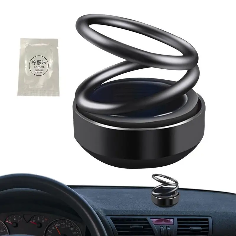 Solar Powered Car Air Fresheners Car Flavoring Rotating Perfume Diffuser Double-ring Aromatherapy Fragrance Car Gadgets