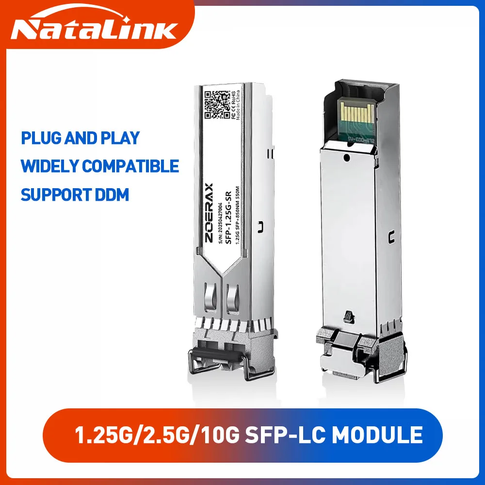 

Модуль SFP+ Natalink 1.25/2.5/10G, многомодовый, 850 нм, 550/500/300 м, LC Duplex, трансивер SFP+ с поддержкой DDM для Cisco/TP-Link/других устройств