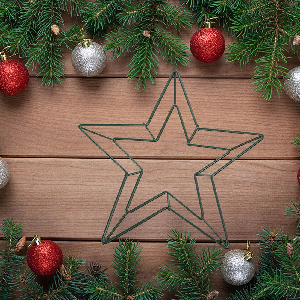 

1Pcs Five-Pointed Star Shaped Wreath Frame Metal DIY Ring for Holiday Garland Craft Wall Hanging Decor Outdoor Indoor Garden Use