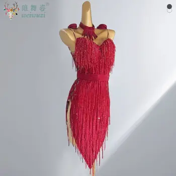 拉丁舞高級演出服 訂製性感露背流蘇連身裙 成人探戈桑巴倫巴比賽服 10 最佳銷售 拉丁舞比賽服裝 - №4