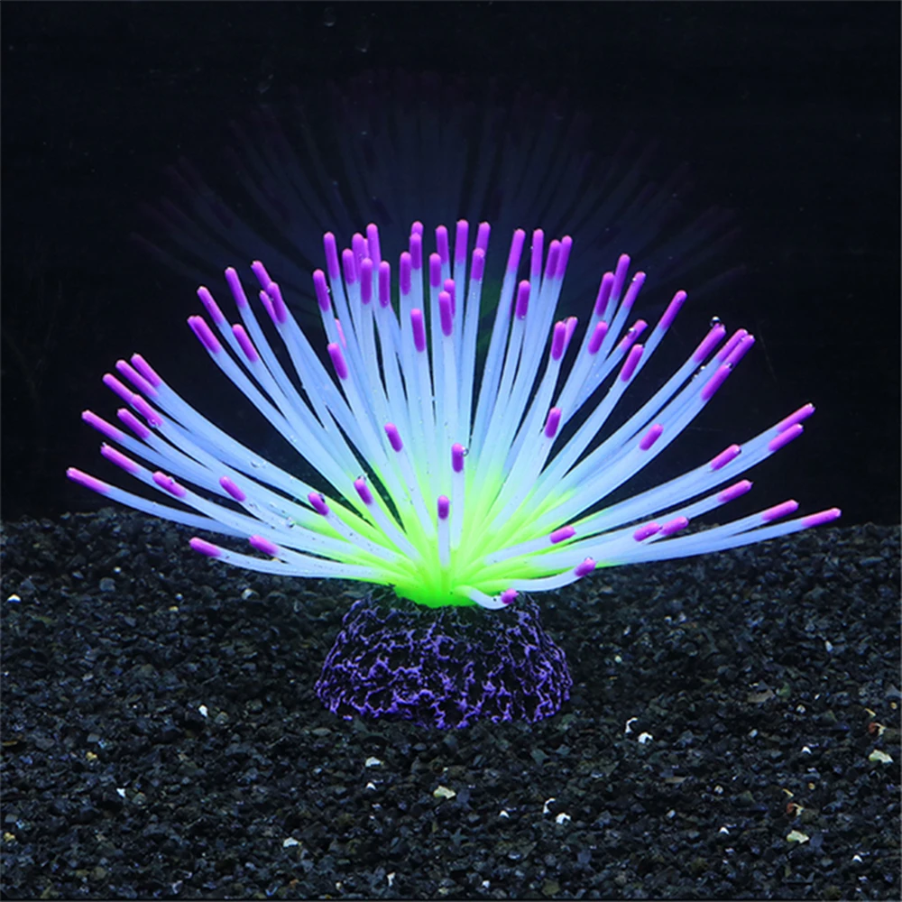 Fake Water Grass Aquarium Fish Tank Landscaping Decoration Silicone Simulation Rainbow Sea Urchin for Home Aquarium Decor