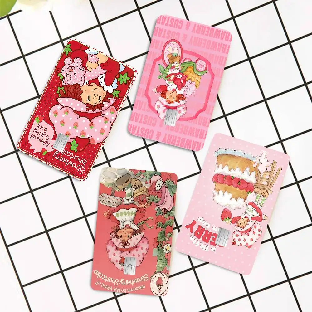 Strawberry S-Cute-S-Shortcake 2024 Anime Cartoon Skin Stickers Film Tape Case For Big Credit Debit Card Front Side