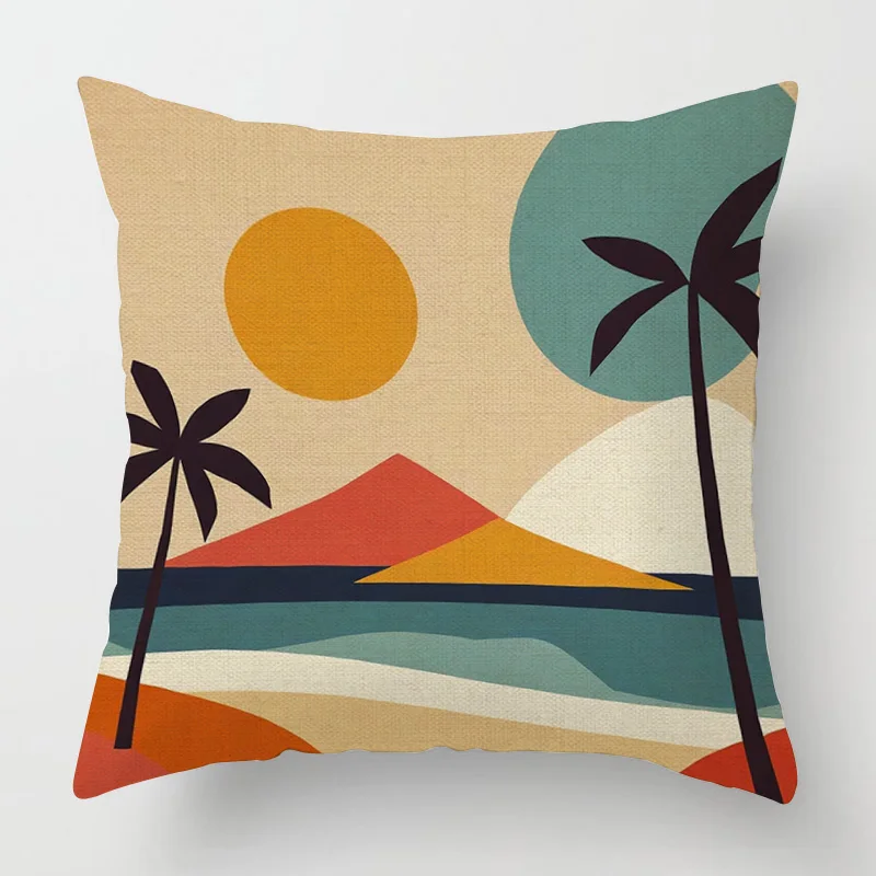 Home Decor Colorful Abstract Cityscape Printed Pillowcases Pattern Cushion Cover Suitable For Sofa Bedroom Car Pillow Cover