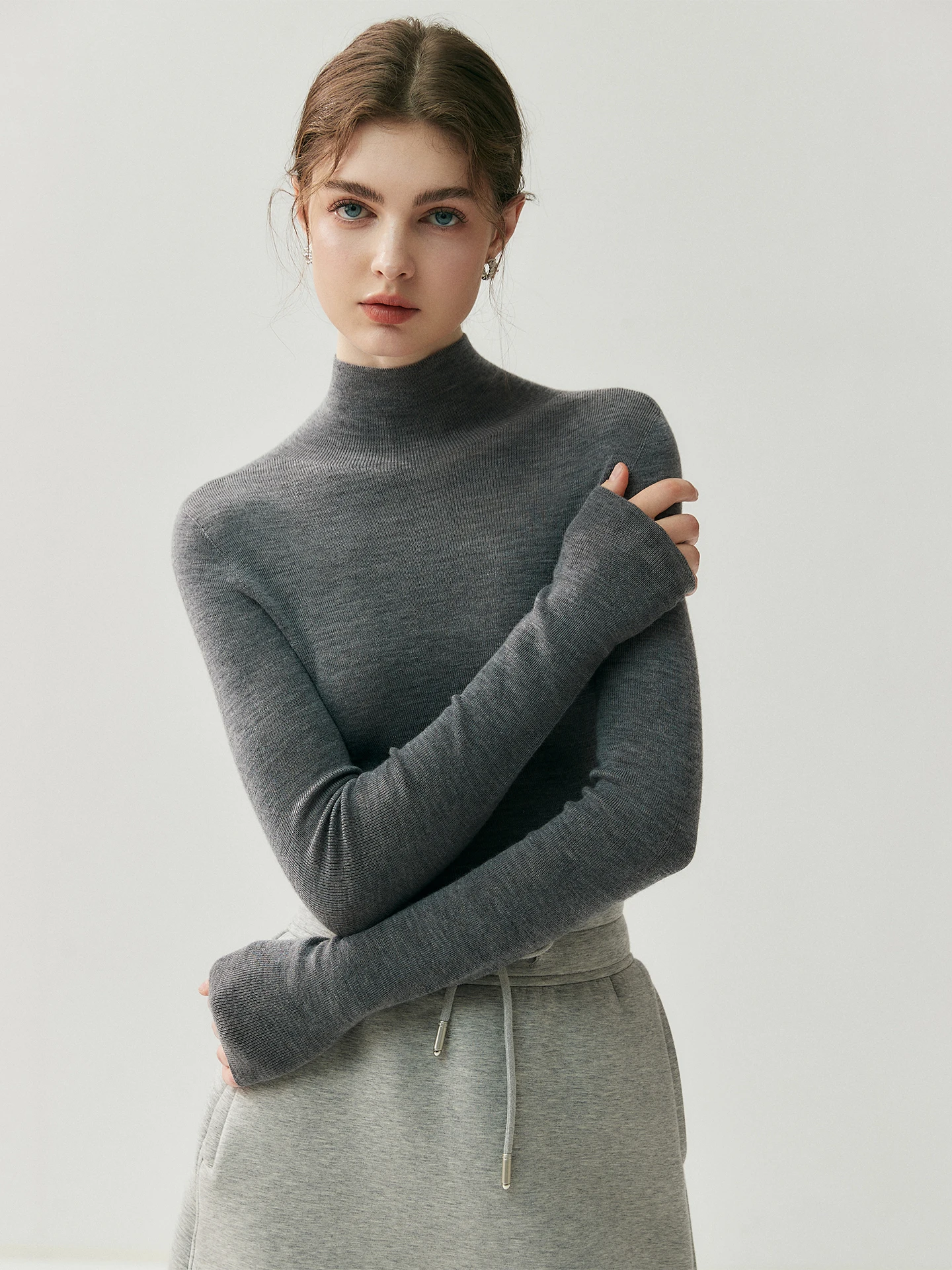 

Slim Fit High Ne Knitted Sweater Women's Thin Woolen Top hine Waable Soft Yangzhou Yarn mat Sle Base Layer Kn...