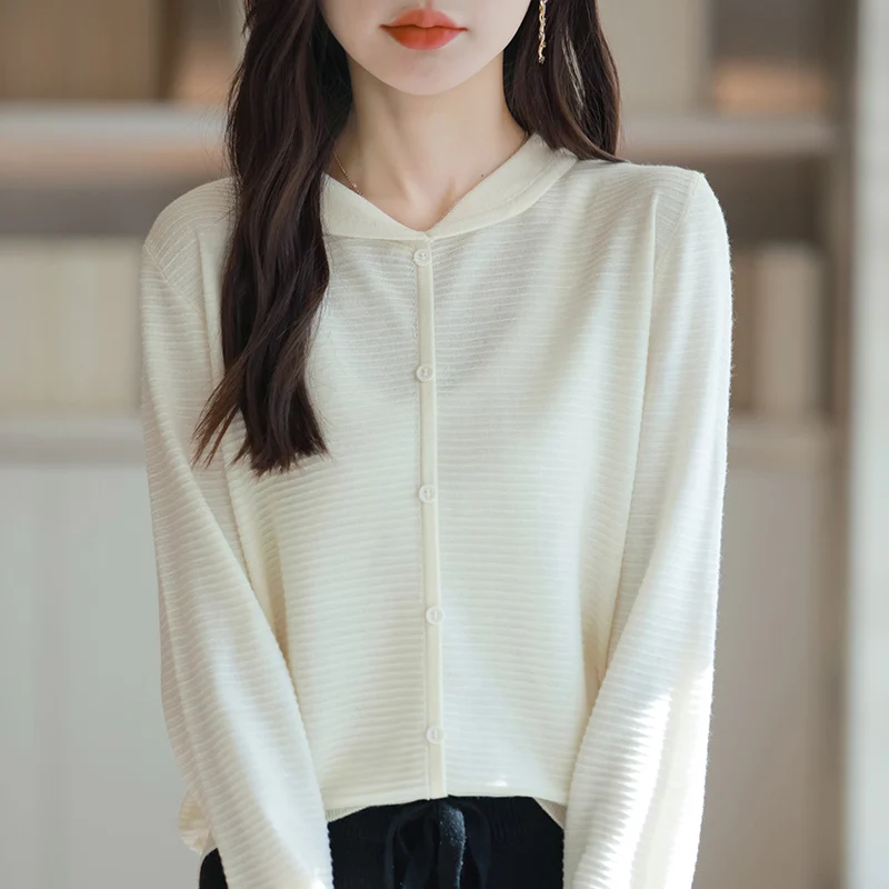 

New Pattern Women Knitwear Pullover wool sweater Doll Neck Long Sleeve Single breasted decoration Loose style Fit Clothing Tops