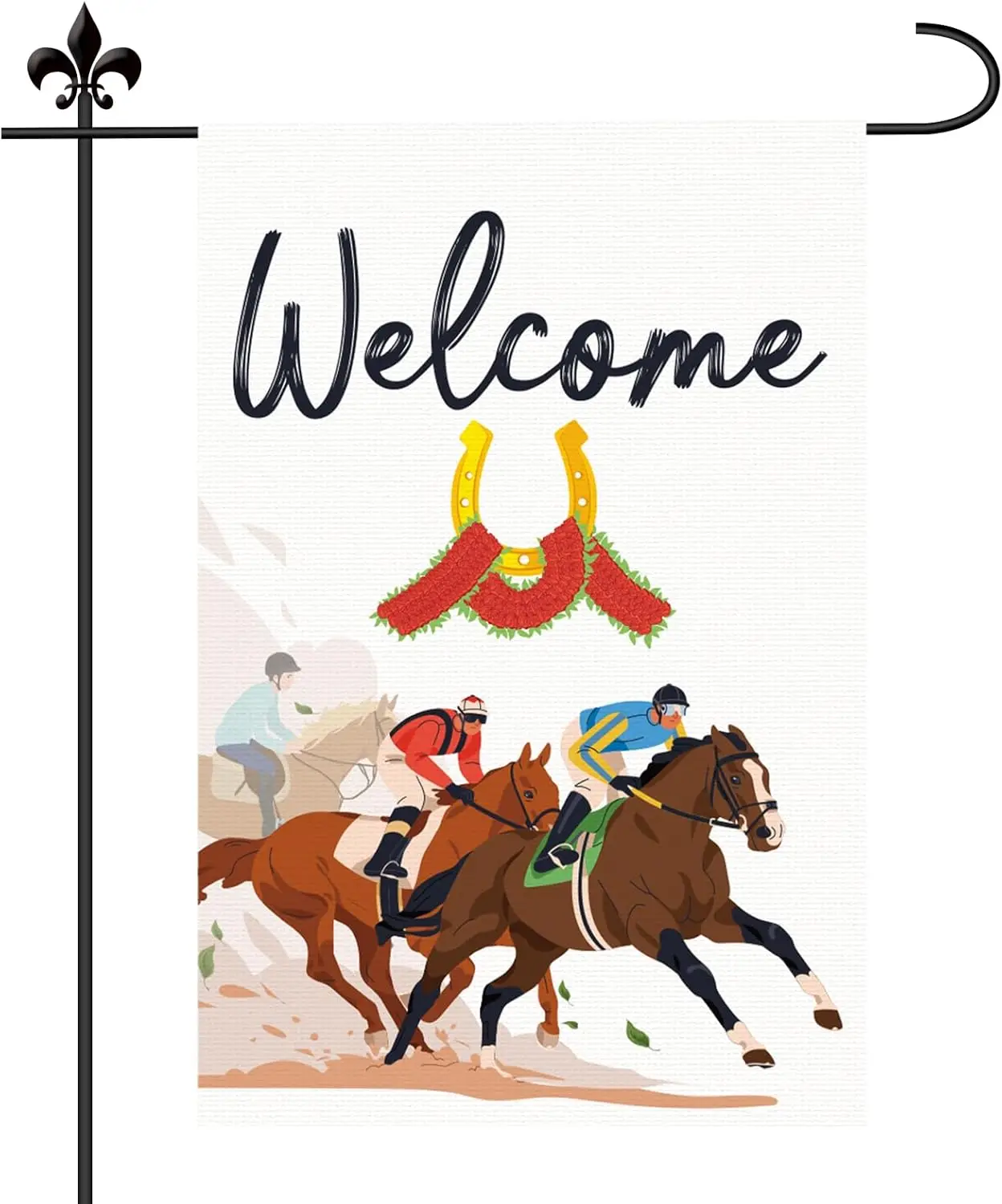 Derby Garden Flag, 18x12 Inch Horse Racing Welcome Yard Flag Double Sided Run for The Roses Sign Racing Theme Party Decorati jjp