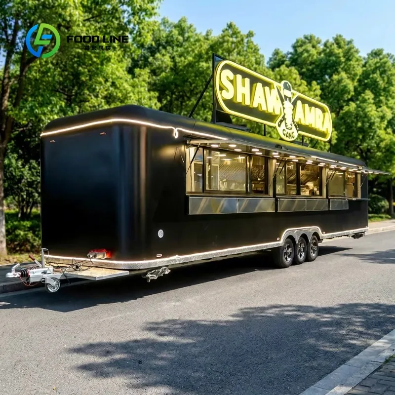 Customized Oversized Square Mobile Food Trailer USA Standard Catering Food Truck Street Vending Cart for Fast Food Business