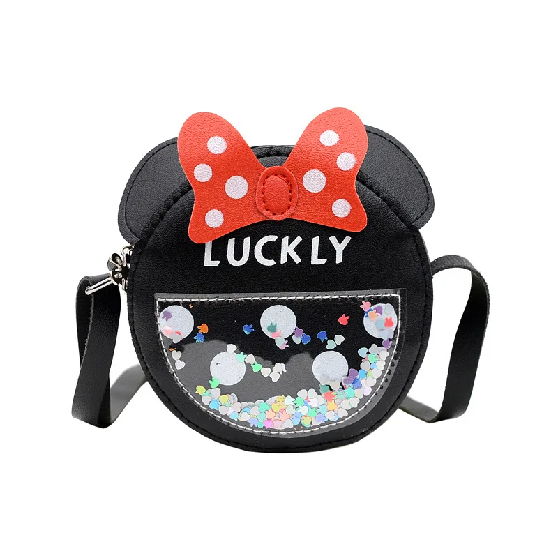 New Children\'s Crossbody Bag Cute Minnie Bow Styling Small Round Bags for Baby Girls Fashion Shoulder Coin Purse Girls Gifts