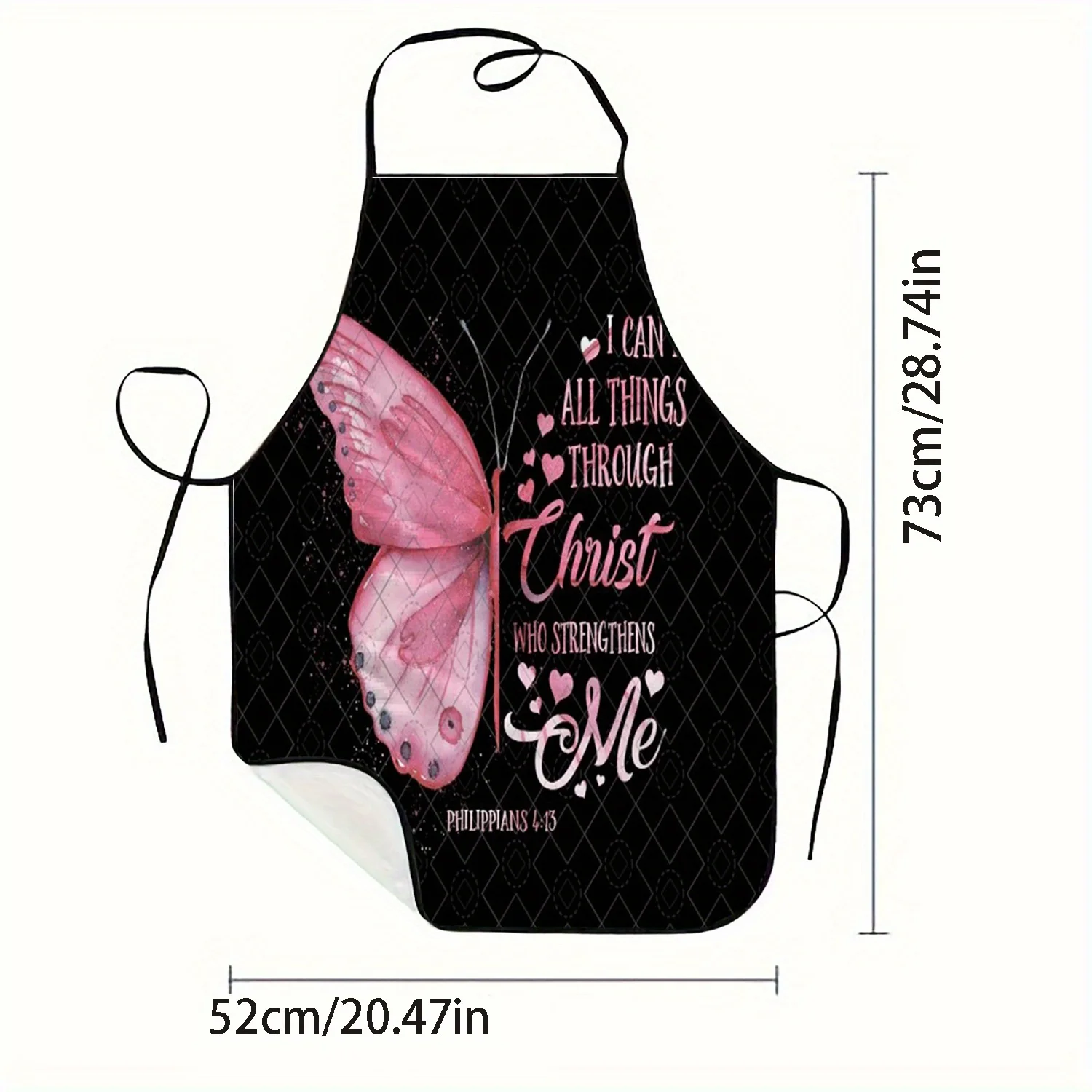 An Inspirational Religious Apron Featuring a And Floral Pattern Sleeveless Polyester Baking Kitchen Apron Unisex for Home Work