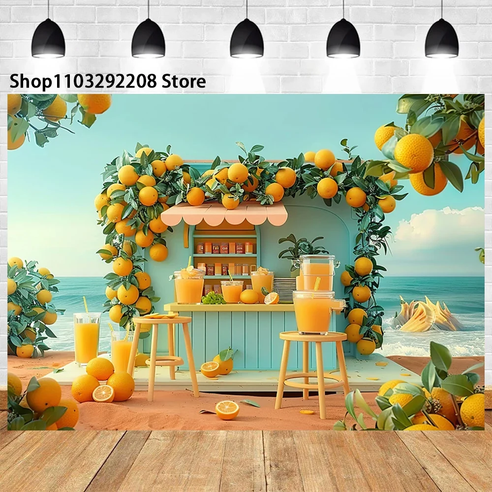 Lemon Booth Shop Theme Photography Background Baby Shower Kids Birthday Party Newborn Baby Portrait Photo Banner Studio Props