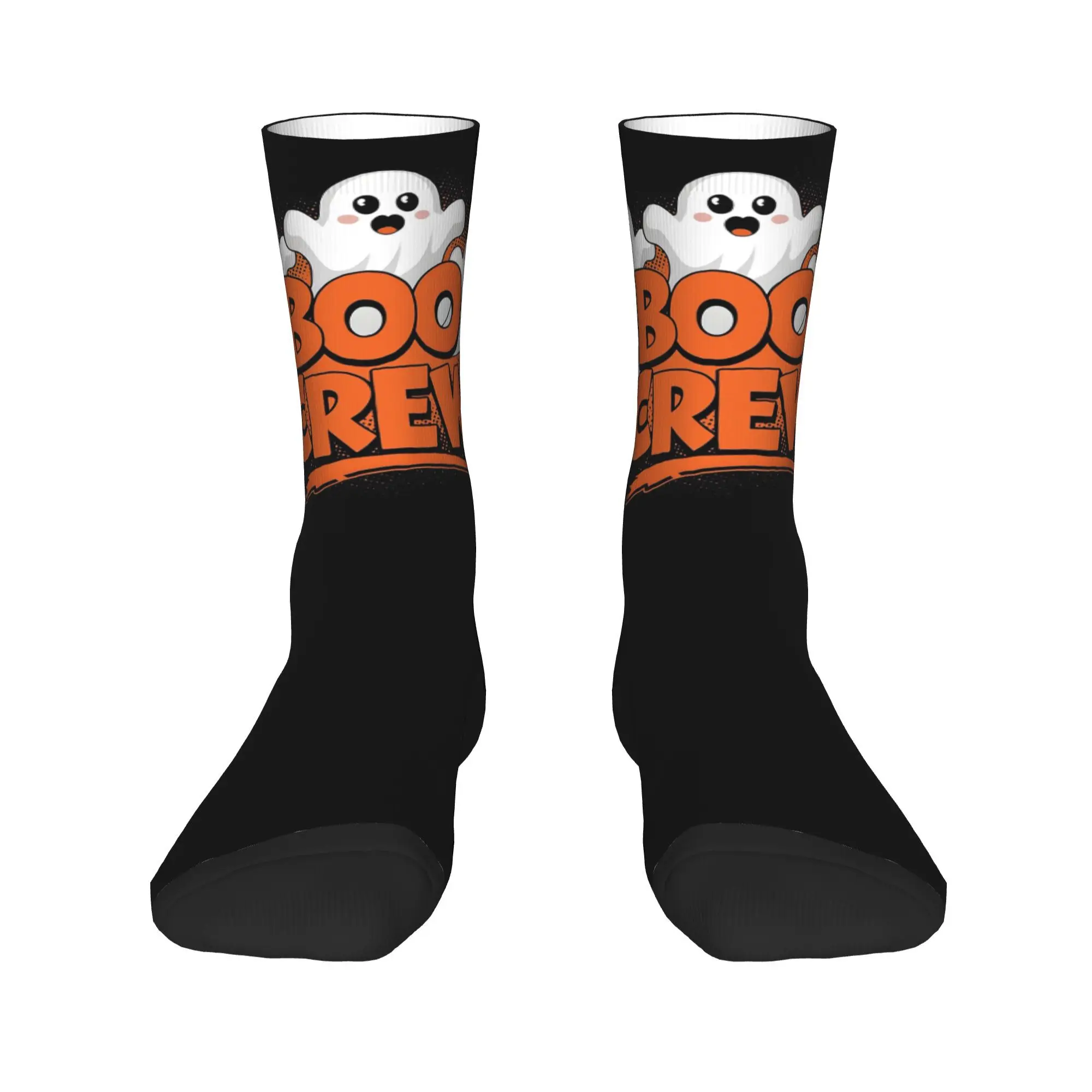 All Seasons Halloween Boo Crew Socks Harajuku Sweat Absorbing Stockings Crew Socks for Men Women Birthday Present