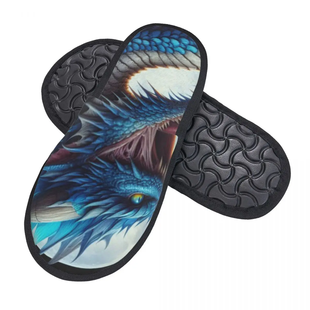 شبشب فرو للنساء والرجال، شباشب شتوية دافئة منفوشة، أحذية منزل تنين البدر #2