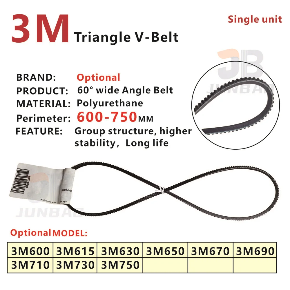 

3M Wide angle Belt Perimeter: 600-750 MM 3M600 3M615 3M630 3M650 3M670 3M690 3M710 3M730 3M750 PU Drive triangle V-Belt POLYMAX